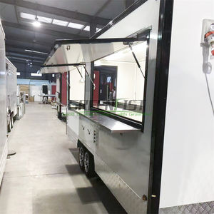 白いモバイルスクエアフードトレーラー、ステンレス製多機能キッチンカート、スナックフードやフライドチキン用のフライヤーオーブン - Product Image 3