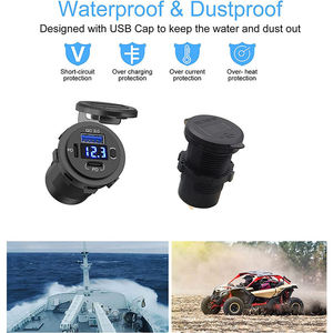 60W <span class=keywords><strong>USB</strong></span>-C nhiều xe sạc ổ cắm <span class=keywords><strong>USB</strong></span> Outlet kim loại 12V/24V ba màu xanh mini nhanh chóng phổ xe sạc điện thoại DC 12V-24V - Product Image 5