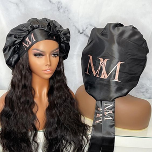 Gorro de satén sedoso Reversible de doble capa Gorro de dormir de pelo rizado con lazos ajustables para peinar - Product Image 4