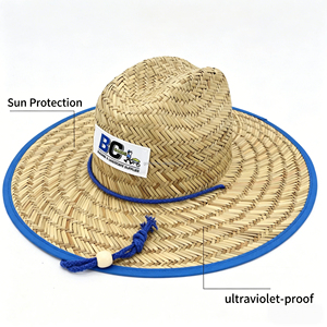 Chapeau de paille d'été personnalisé imprimé anti-UV pour hommes, grand bord large, motif décontracté pour activités de plein air et voyages, vente en gros - Product Image 1