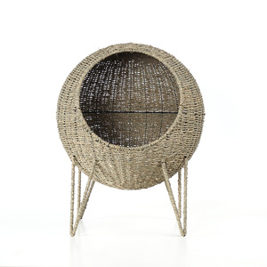 Cama para mascotas tejida a mano de hierba de agua para gatos y perros con soporte de cuatro patas cálido en invierno y fresco en verano ecológico - Product Image 3