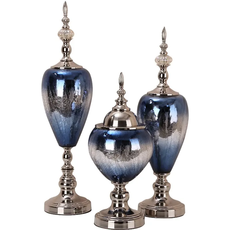 Vases de fleurs en verre et en cristal, dispositif en verre, décoration de mariage, artisanat avec couvercle, décoratifs pour la maison