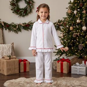 Pyjamas de Noël assortis pour la famille, vêtements de nuit en coton blanc, pantalon à manches longues, ensembles 2 pièces et peignoirs, tenues assorties pour adultes et enfants - Product Image 2