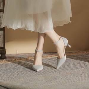 Chaussures à talons hauts sexy pour femmes avec bride cheville, talon aiguille, dessus en cuir véritable, semelle extérieure en caoutchouc antidérapante et imperméable, idéales pour les mariages - Product Image 3
