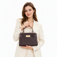 Sac à main QAZA en cuir PU lisse de haute qualité, doublure PVC moderne, grande capacité, multi-compartiments, fermeture éclair métallique pour femme