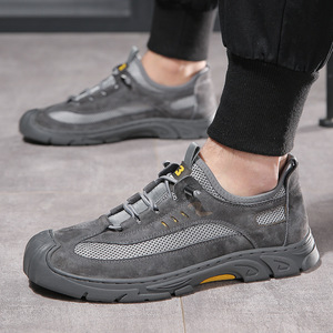 Nouvelles sandales d'été pour hommes en cuir véritable, décontractées, sportives, pour la randonnée en plein air, en maille, solides, antidérapantes, avec bande élastique - Product Image 3