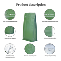 Sacs d'emballage pour café en papier texturé à fond plat avec valve et fermeture éclair, imprimés sur mesure, recyclables, 250g 1kg