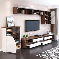 Maderm Meuble TV de salon en bois, table de rangement, meuble fonctionnel, ensemble pour meubles de maison