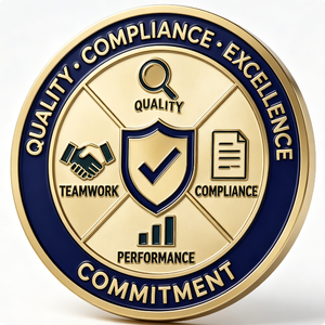 Gold-Plated Brass Medal With Quality Compliance Excellence Theme Die Struck Circular Business Gift - Product Image 6