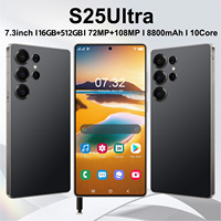 Téléphone mobile mondial multifonctionnel S25 Ultra, 7,3 pouces, 16 Go + 512 Go, navigation GPS, déverrouillage facial, double SIM, smartphone pour le travail quotidien