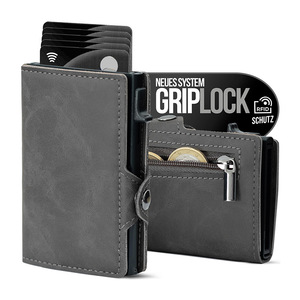 Griplock Men's RFID Protected Leather Card Holder With Coin Pocket And Metal <b>Clip</b> For Everyday Use 4 Inch Brown - Product Image 5