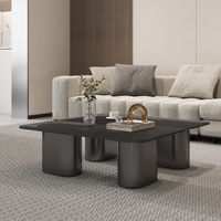 Voxhome table basse minimaliste en travertin naturel MDF table à thé petite vintage style moderne pour appartement salon