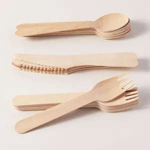 أطقم أدوات مائدة خشبية آمنة على الغذاء الأفضل مبيعًا 300 قطعة ملاعق سكاكين شوكة مغلفة للمطبخ من مجموعة كرافت للاستعمال مرة واحدة