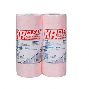 Lingettes de nettoyage multi-usages non tissées KRCLEAN pour la cuisine, rouleau de 25x30cm, rose, 1kg, fabriqué au Vietnam - Product Image 1