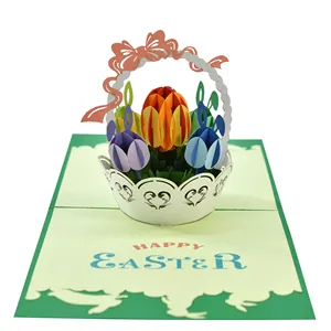 Bestseller 2023 Easter Eggs Viering Ontwerp Pop-Up Wenskaart Display Decoratie Op Paasdag