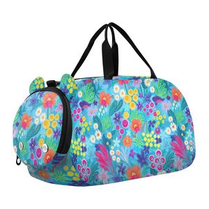 Bolsa Deportiva de Poliéster con Estampado Floral Australiano, Logotipo Personalizado, Mini Bolsa Deportiva, Bolsa de Viaje para Niñas, con Correa Ajustable - Product Image 1
