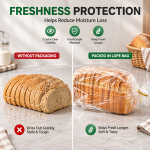Sacchetti per Pane da Panetteria all'Ingrosso con Lacci Dorati, Sacchetti Trasparenti in LDPE per Alimenti, Confezioni per Toast per Negozi al Dettaglio - Product Image 4