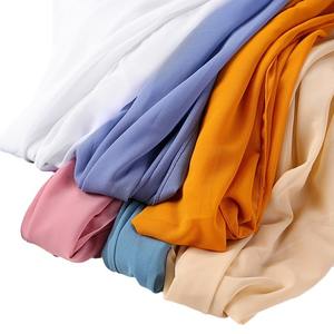 CCY Foulard en mousseline de soie pour femmes, couleur unie, hijab, châles, bandeau, hijabs musulmans, écharpe - Product Image 6