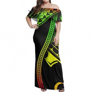 New Desgin Polynesian Reggae Tribal Đen Pattern Tầng Length Không Tay Đêm Phụ Nữ Ăn Mặc <span class=keywords><strong>Maxi</strong></span> Phụ Nữ Kích Thước Cộng Với Tắt Shoulder - Product Image 2