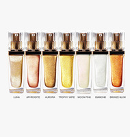 Minyak Shimmer Tubuh Tahan Air Label Pribadi Warna Perunggu Keemasan untuk Tubuh dan Wajah, Highlighter Cair