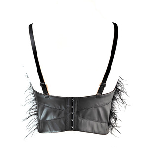 Gilet de luxe en cuir d'autruche, gainant, ajustable, en cuir PU avec coutures, dos nu - Product Image 4