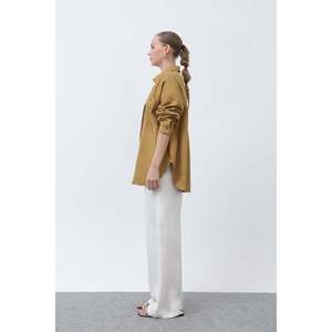 Women's Basic <b>Linen</b> <b>Shirt</b> - 32307GML - OLIVE - Product Image 2