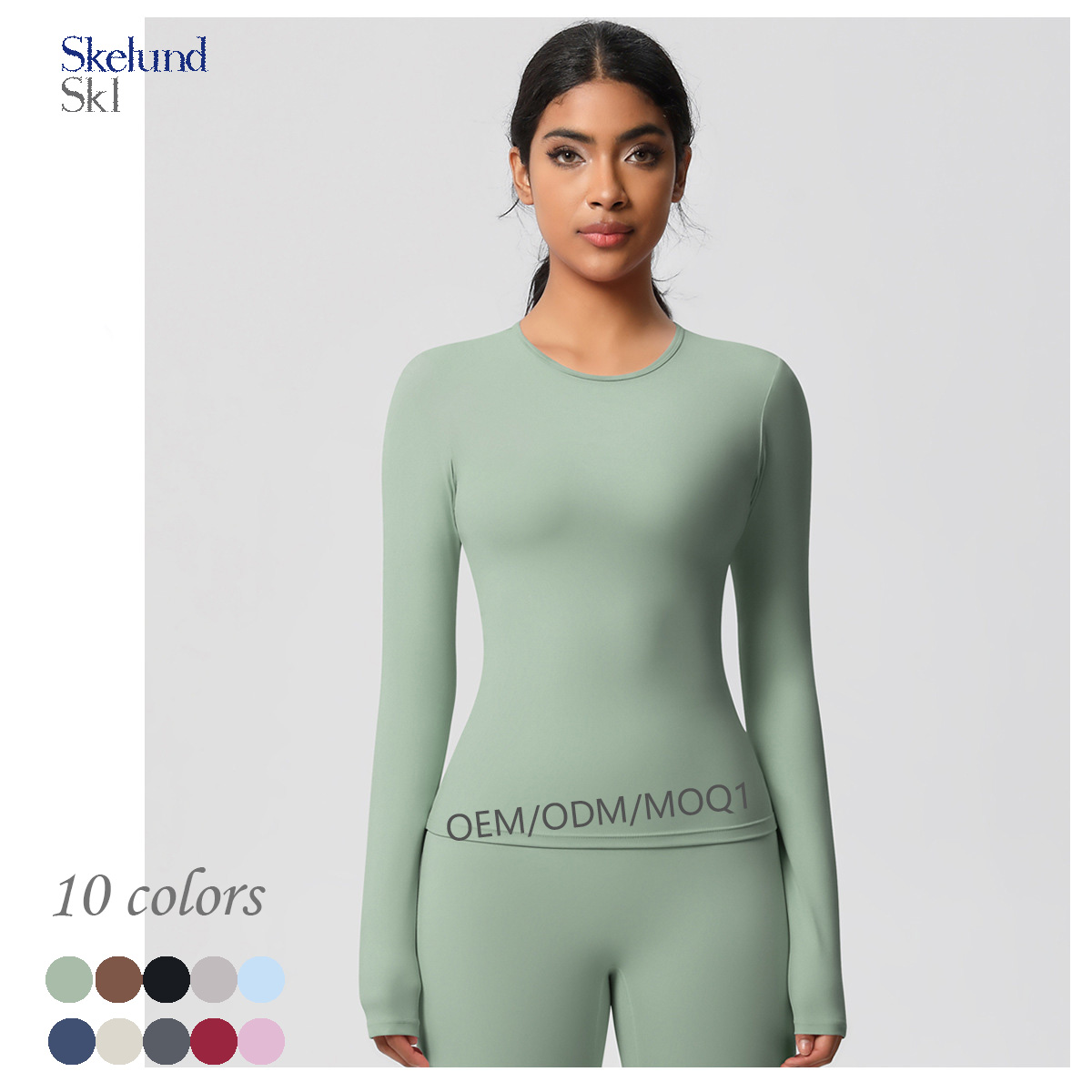 Skelund Custom Skinny Yoga Clothes Leisure Quick-dry Sports Base Layer Long-sleeve Top Outdoor Fitness Wear for Women