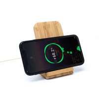 Support de chargeur sans fil en bambou 15W, station de charge rapide sans fil à double bobine, support de téléphone en bambou naturel pour téléphone portable