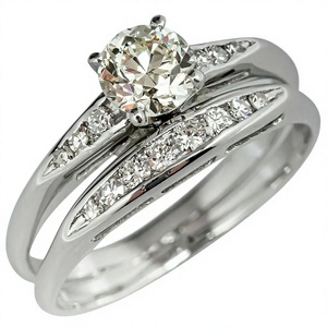Women's White Gold Round Diamond Engagement <b>Ring</b> With Pave Setting Classic Style - Product Image 2
