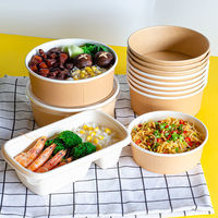 Ecologisch verantwoorde wegwerp salade-/ramen-/fruit-/soep-/noedel-/rijst-schaal van kraftpapier met aangepast logo