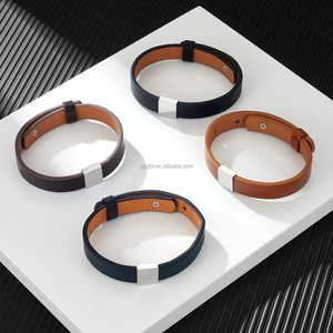 Tùy Chỉnh Tên Gia Đình Vòng Đeo Tay Cho Nam Giới Cá Nhân Khắc Thép Không Gỉ Hạt Vòng Đeo Tay Bằng Da Bangle Quà Tặng Ngày Của Cha - Product Image 5