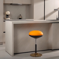 Tabouret de comptoir moderne bicolore en PU rembourré, pivotant, avec rangement, réglable en hauteur, base à disque doré, pour la maison, le pub ou le salon