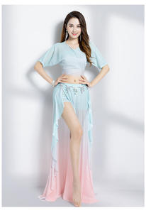 Nuevo Conjunto Completo de Falda Larga con Abertura Alta y Degradado de Color Macaron para <span class=keywords><strong>Danza</strong></span> del Vientre <span class=keywords><strong>Oriental</strong></span> - Product Image 5