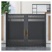 Porte d'entrée de villa simple au design moderne Porte coulissante Sonnette d'appel Clé secrète Mots de passe Porte de clôture en alliage d'aluminium