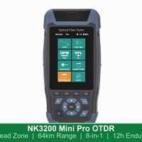 NOVKER NK3200 Mini OTDR, zone morte de 3m, portée de 64km, localisateur de défauts de fibre optique 8-en-1 (VFL, OPM, LS, Cartographie d'événements), testeur portable pour FTTH et sécurité