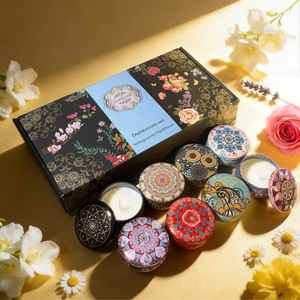 Bougie parfumée artisanale en cire de soja naturelle, longue durée, en pot vintage peint, pour la décoration de la maison, vente en gros - Product Image 2