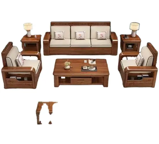 wholesale factory directly solid wood sofa combination living room sofas modern living room furniture wood sofa