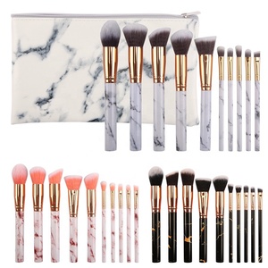 Juego de pinceles de maquillaje azul tinta de alta calidad, 10 Uds., <span class=keywords><strong>con</strong></span> mango de mármol de lujo, logotipo personalizado, Etiqueta Privada, uso facial <span class=keywords><strong>con</strong></span> <span class=keywords><strong>corrector</strong></span> - Product Image 4