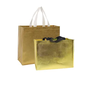 Não Tecido Tote Bag com Logotipo Promocional Reutilizável, Saco de Compras Dobre Tote PP Laminado Sized Non Woven Bag/