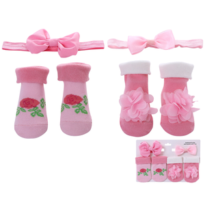 Calcetines para recién nacidos, regalos para bebés, lazo bonito para niños, accesorios florales de algodón, calcetines para niños pequeños, conjunto de diadema - Product Image 4