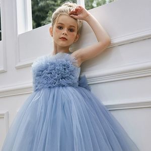 ชุดเดรสเด็กผู้หญิงสีฟ้า คอทรงโอ แขนกุด สำหรับเด็กอายุ <span class=keywords><strong>2</strong></span>-10 ปี เหมาะสำหรับงานวันเกิด งานเลี้ยงตอนเย็น งานพรอม ชุดกระโปรงบานทรงเค้ก - Product Image 5