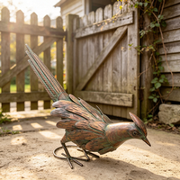 Sculpture de faisan vintage pour jardin, décoration extérieure en métal pour pelouse