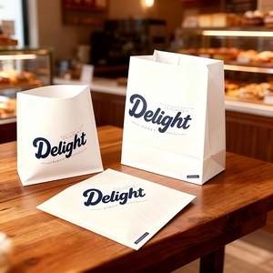 Custom Logo Printed Fast Food Grade Brown Kraft Wax Greaseproof Cookie Burrito Donuts Sandwich Bread Packaging Paper <b>Bag</b> - Product Image 1
