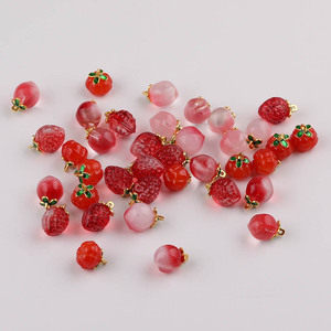 Strawberry Glass <b>Beads</b> For Jewelry Making Crystal Lampwork <b>Loose</b> <b>Beads</b> Pink Red Translucent DIY Handmade Accessories - Product Image 1