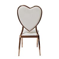 Chaise en métal or rose avec dossier en forme de cœur en PU blanc pour mariage