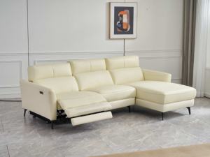 Canapé d'angle moderne en cuir véritable avec double fonction électrique inclinable, massage et refroidissement extensibles – Fabriqué en Chine - Product Image 4