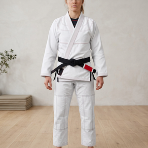 Conjunto de Kimono de BJJ Blanco para Hombre y Mujer con Cinturón Negro, Uniforme de Artes Marciales para Adultos - Product Image 2