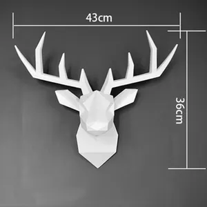 Custom Black WHITE 3D Deer Antlers Faux Resin Wall Animal Head Home Wall Mount Sculpture Geometric Deer Head Wall Hanging statue