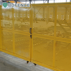 Clôture de sécurité d'atelier personnalisable, cloison industrielle, clôtures perforées, acier à faible teneur <span class=keywords><strong>en</strong></span> carbone galvanisé, anti-rouille, barrière modulaire - Product Image 1