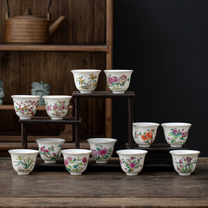 Tasse à thé en jade suédé, douze fleurs, tasse à thé de dégustation dorée, tasse à thé pour usage personnel, maître du thé Kung Fu, ensemble de thé à domicile, céramique, nouveau style chinois - Product Image 3